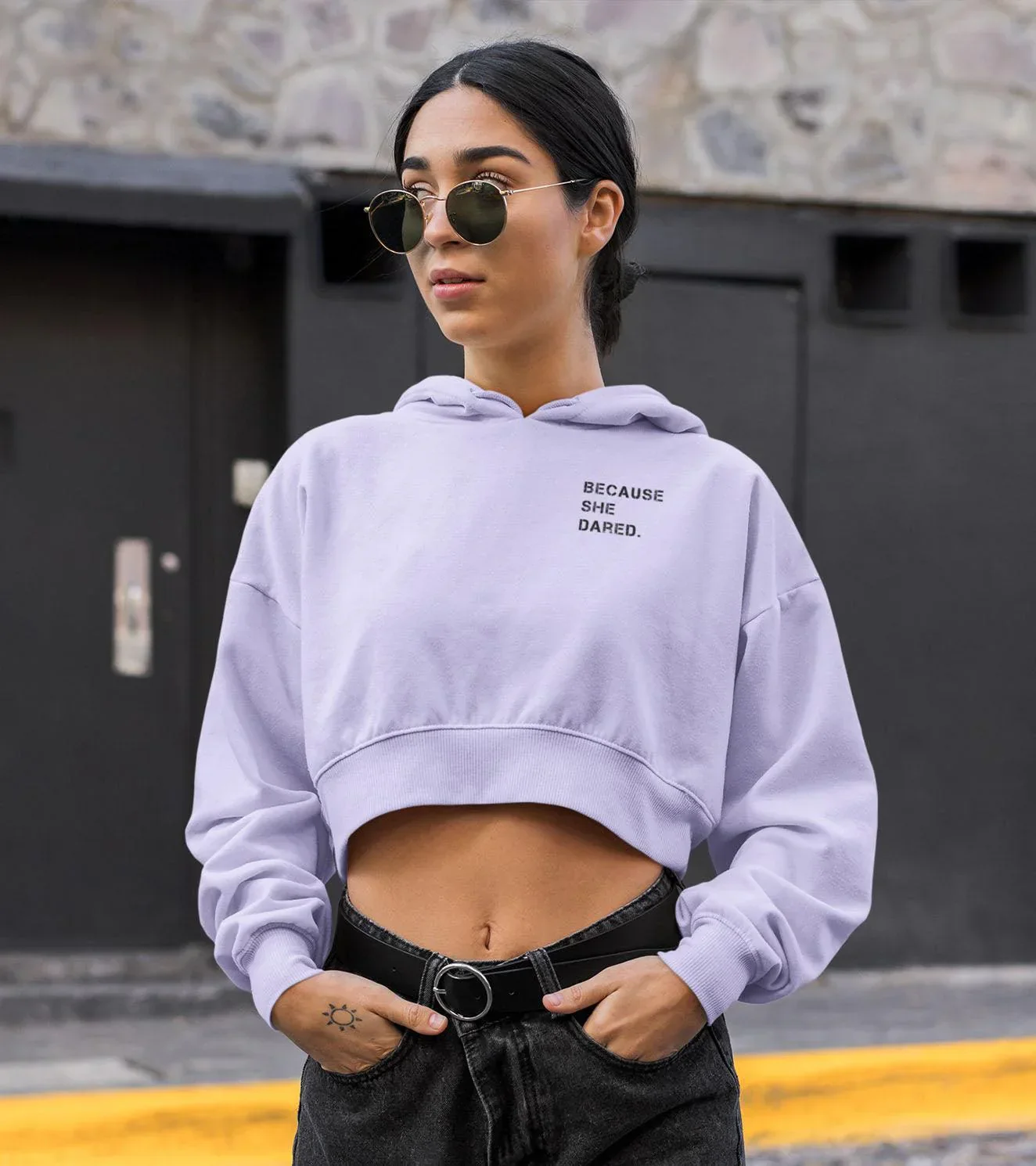 Women's crop Hoodie (lavander) - Image 5